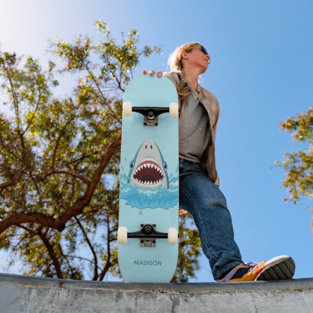 Funny Shark individuelle Name Skateboard (Außen 1)