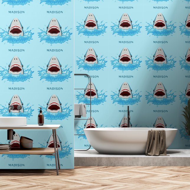 Funny Shark individuelle Name Tapete (Badezimmer)