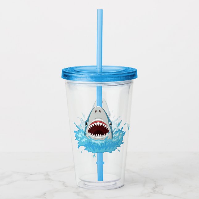 Funny Shark individuelle Name tumbler Acryltrinkbecher (Vorderseite)