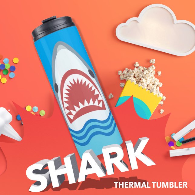 Funny Shark Jaws Cartoon Thermosbecher (Von Creator hochgeladen)