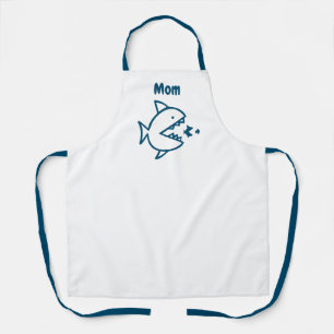 Funny Shark Mama Blue White Kitchen Custom Schürze