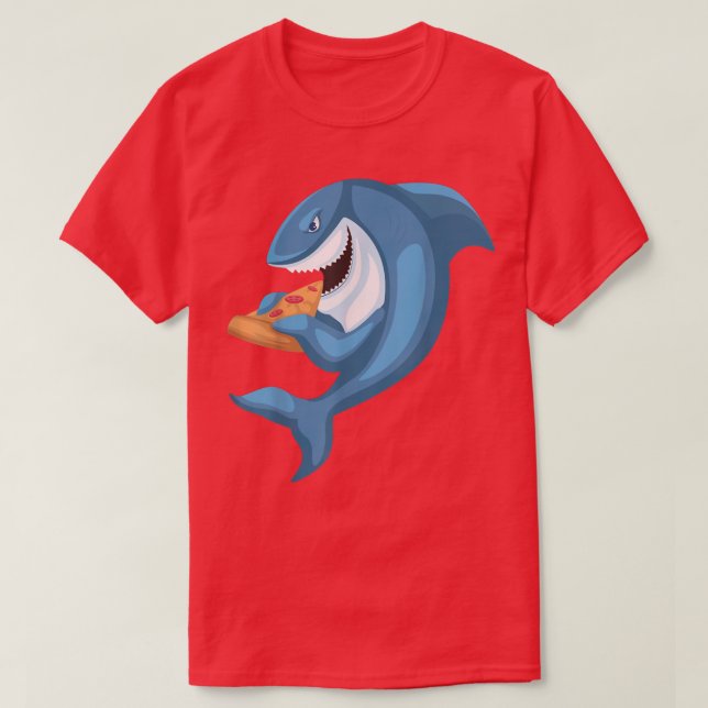 Funny Shark Pizza Shark And Pizza Shark Eating Piz T-Shirt (Design vorne)