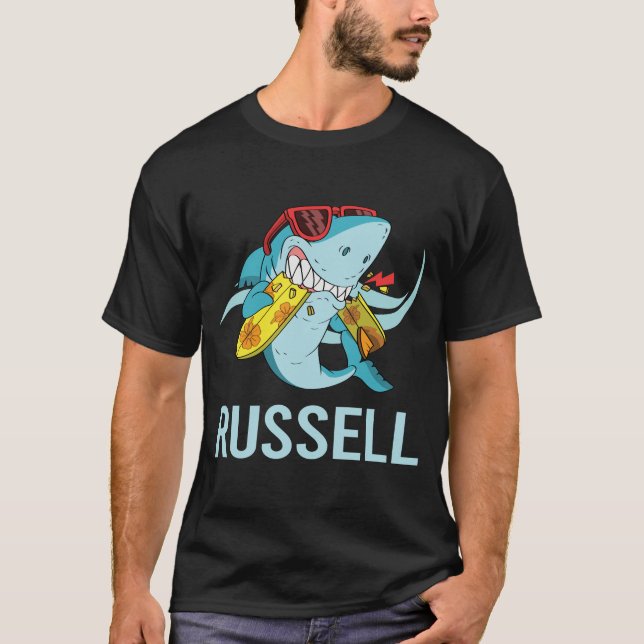 Funny Shark - Russell Name T-Shirt (Vorderseite)