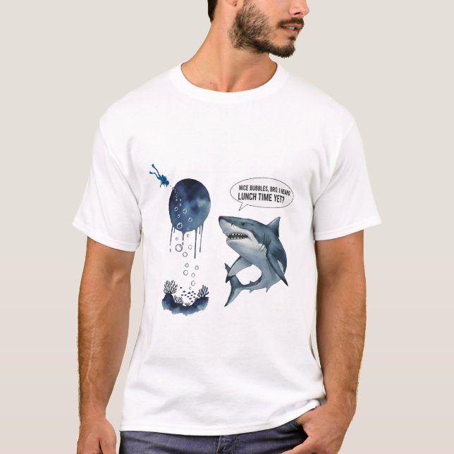 Funny shark scuba diver lunch time ? t-shirt (Vorderseite)