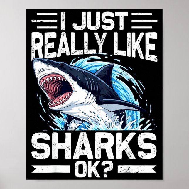 Funny Shark Shirt For Men Women Sea Animal Shark L Poster (Vorne)