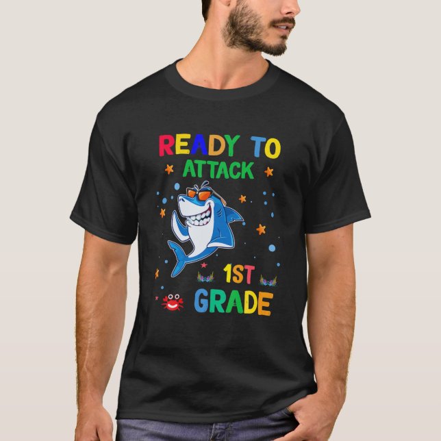 Funny Shark Student bereit, den 1. T-Shirt (Vorderseite)