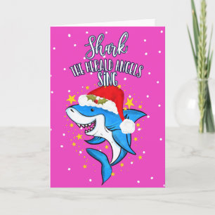 Funny Shark the Herald Angel Christmas Karte
