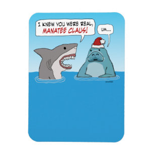 Funny Shark und Manatee Claus Weihnachten Magnet
