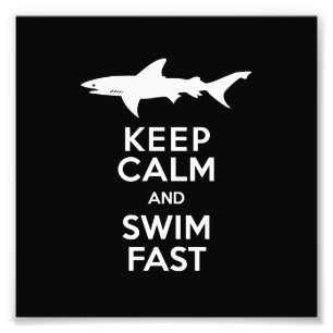 Funny Shark Warning - Behalten Ruhe und Swim Fast Fotodruck