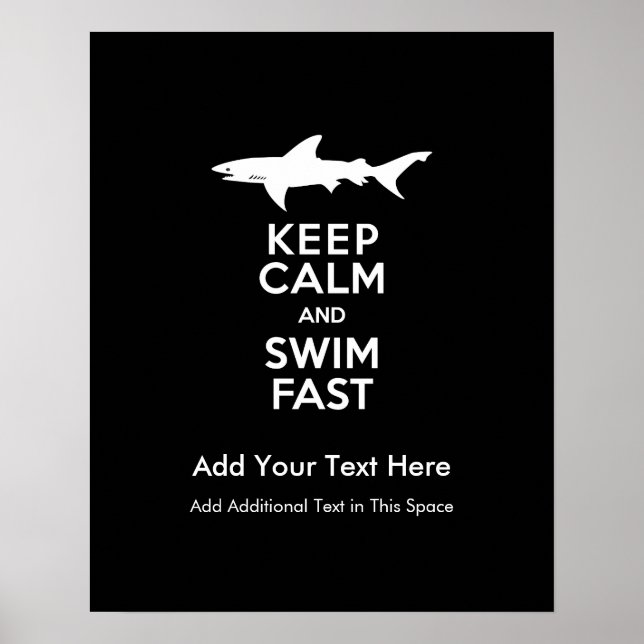 Funny Shark Warning - Behalten Ruhe und Swim Fast Poster (Vorne)