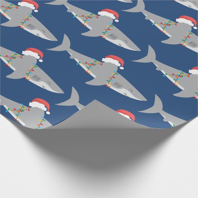 Funny Shark Weihnachtswrapping Paper Geschenkpapier (Ecke)