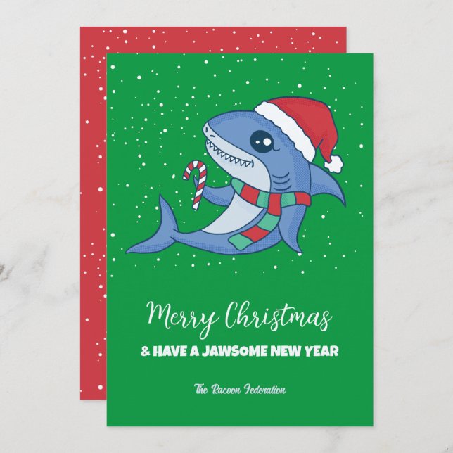 Funny Shark Winter Feiertag Frohe Weihnachten (Vorne/Hinten)