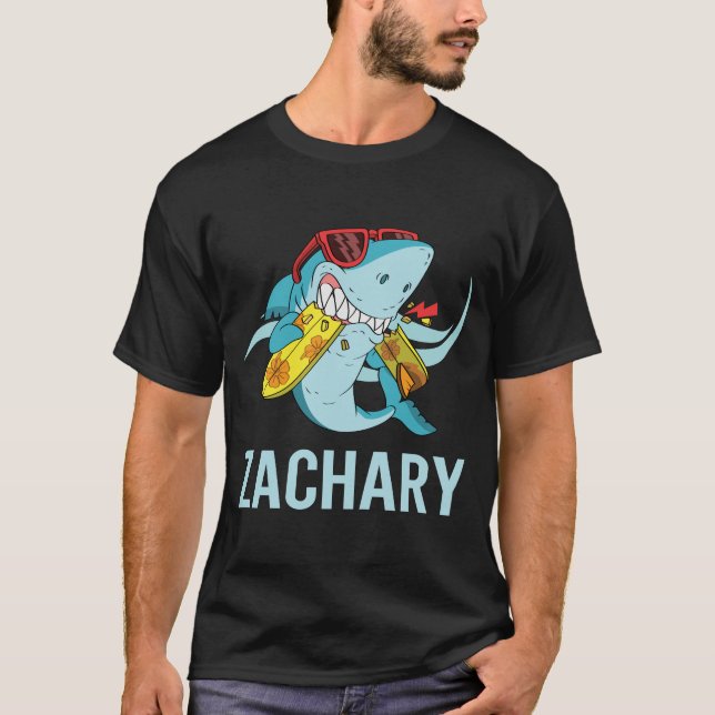 Funny Shark - Zachary Name T-Shirt (Vorderseite)
