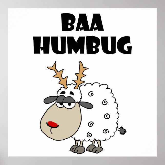 Funny Sheep Bah Humbug Christmas Puff Cartoon Poster (Vorne)