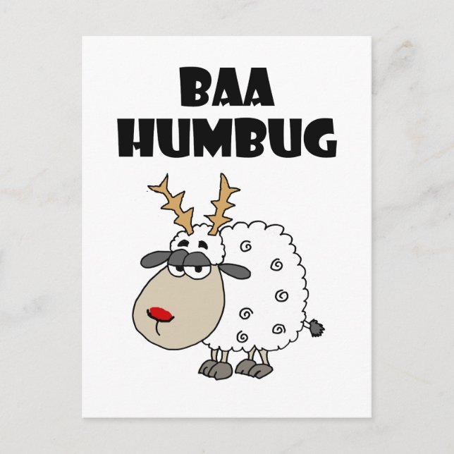 Funny Sheep Bah Humbug Christmas Puff Cartoon Postkarte (Vorderseite)