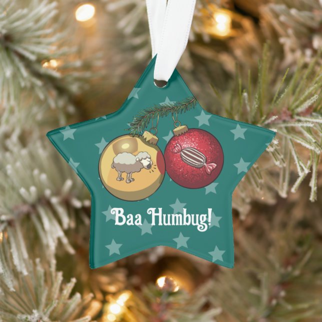 Funny Sheep Christmas Candy Baa Humbug Cartoon Ornament (Baum)
