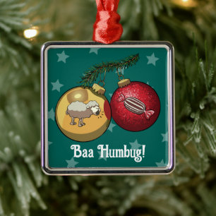 Funny Sheep Christmas Candy Baa Humbug Cartoon Ornament Aus Metall