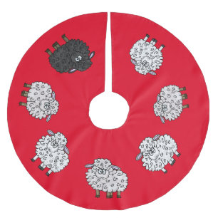 Funny Sheep Christmas Tree Skirt Polyester Weihnachtsbaumdecke