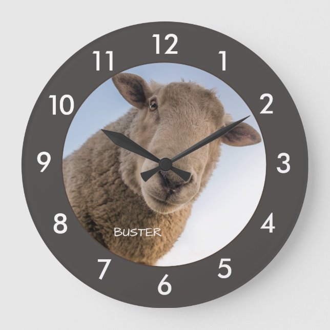 Funny Sheep Custom Large Clock Große Wanduhr (Vorderseite)