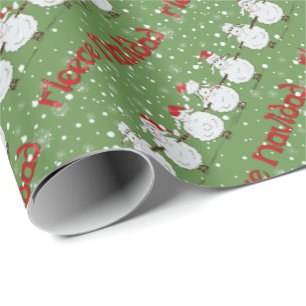 Funny Sheep Fleece Navidad Diagonal Geschenkwrap Geschenkpapier