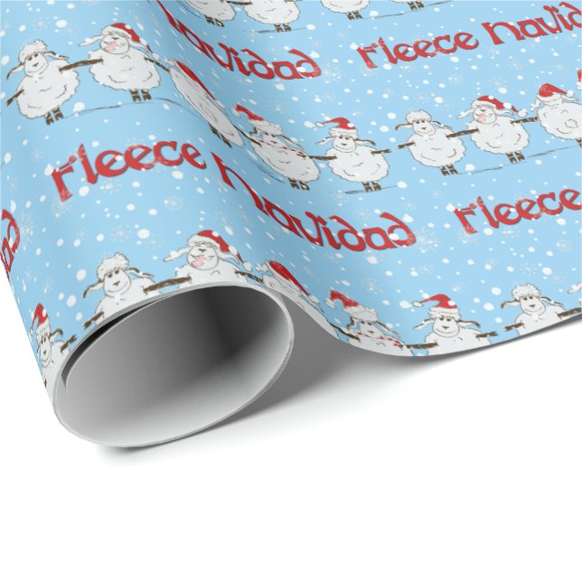 Funny Sheep Fleece Navidad Horizontal Geschenkwrap Geschenkpapier (Rolleneckpunkt)