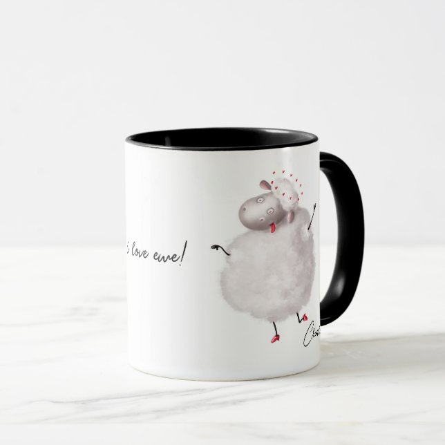 Funny Sheep I Liebe Ewe Herz Personalisierter Name Tasse (VorderseiteRechts)
