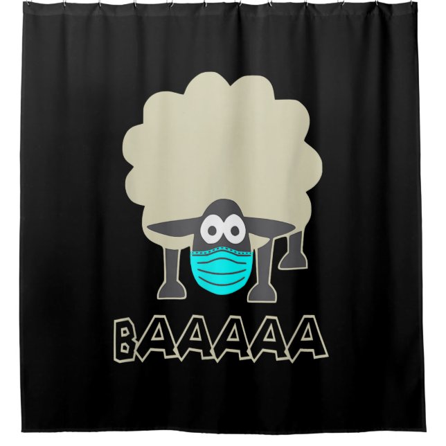 Funny Sheep mit Gesichtsmaske | Schafspende Duschvorhang (Vorderseite)
