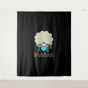 Funny Sheep mit Gesichtsmaske Schafspende Wandteppich