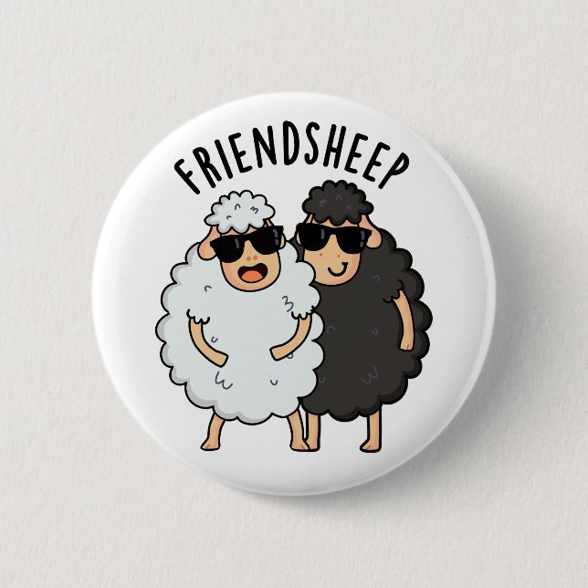 Funny Sheep Pun Button (Vorderseite)