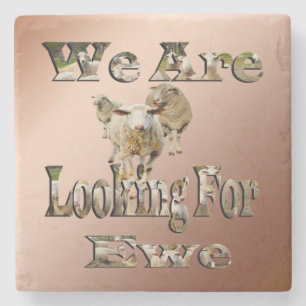 Funny Sheep Puve auf der Suche nach Ewe, Stone Unt Steinuntersetzer