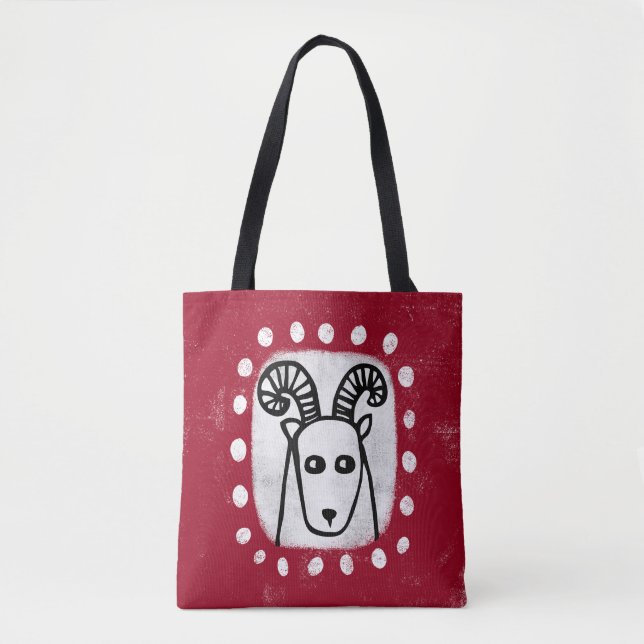 Funny Sheep Ram auf Red Tot Bag (Vorderseite)