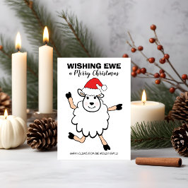 Funny Sheep Santa Wishing Ewe Frohe Weihnachten