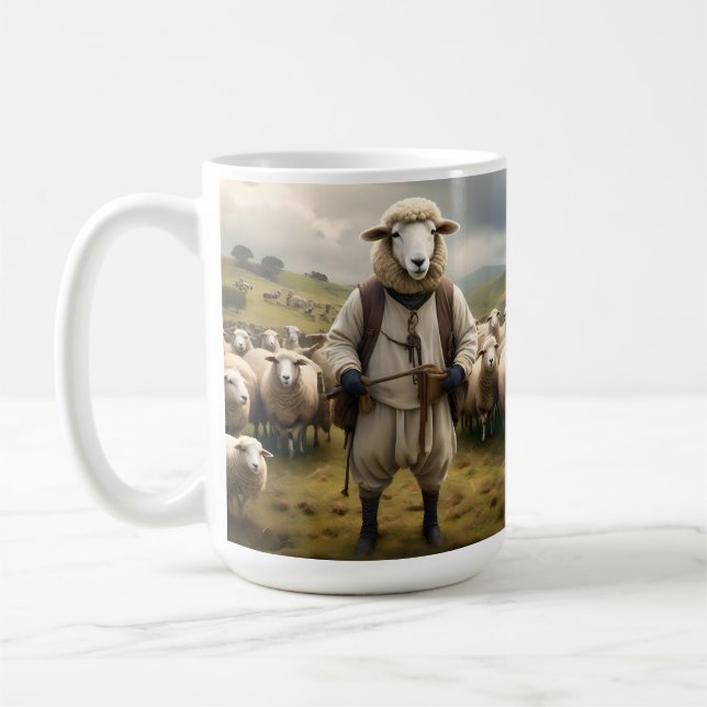 Funny Sheep Schäfer mit seiner Flock, Kaffeetasse (Links)