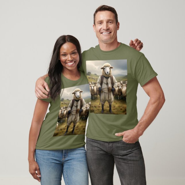 Funny Sheep Schäfer mit seiner Flock, T-Shirt (Unisex)