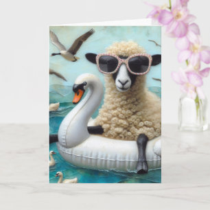 Funny Sheep Swan Float Jedes Anlasses Karte