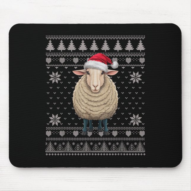 Funny Sheep Ugly Weihnachts Sweater Weihnachtsjets Mousepad (Vorne)