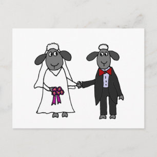 Funny Sheep Wedding Cartoon Postkarte
