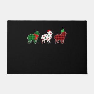 Funny Sheep Xmas Red Pläd Gift Fußmatte