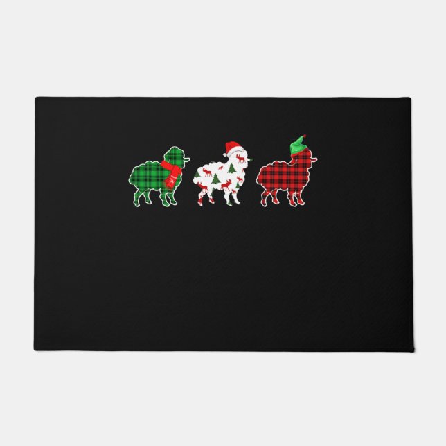 Funny Sheep Xmas Red Pläd Gift Fußmatte (Vorderseite)