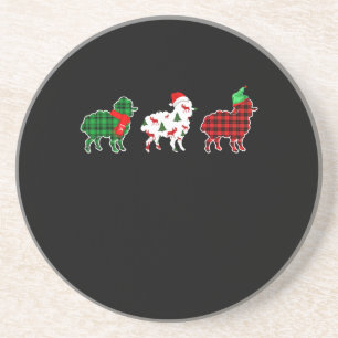 Funny Sheep Xmas Red Pläd Gift Getränkeuntersetzer