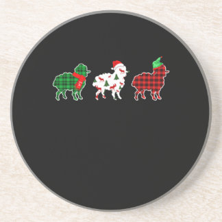 Funny Sheep Xmas Red Pläd Gift Getränkeuntersetzer