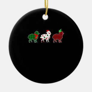 Funny Sheep Xmas Red Pläd Gift Keramik Ornament