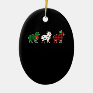 Funny Sheep Xmas Red Pläd Gift Keramik Ornament