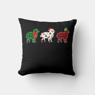 Funny Sheep Xmas Red Pläd Gift Kissen