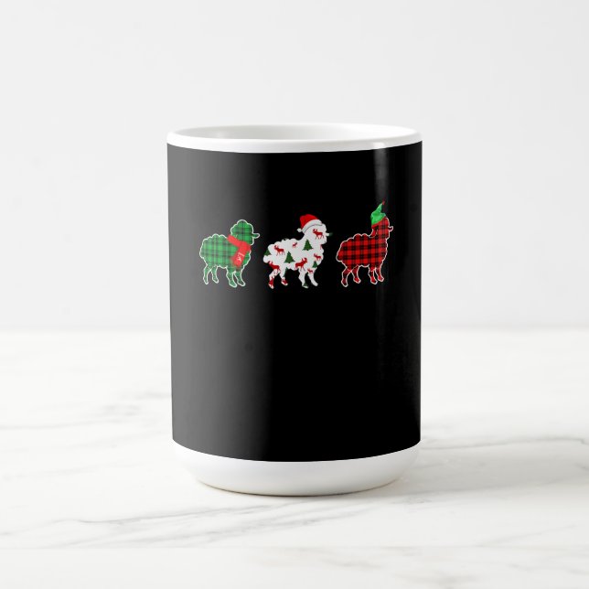 Funny Sheep Xmas Red Pläd Gift Verwandlungstasse (Zentrum)