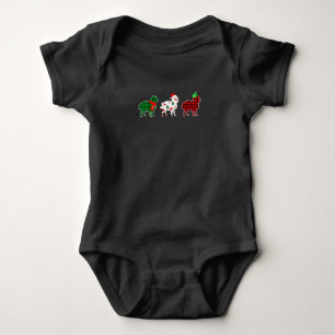 Funny Sheep Xmas Tree Lights Rotes Kariertes Ges Baby Strampler