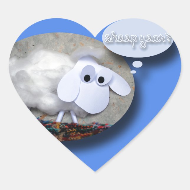 Funny Sheep Year Chinese Zodiac Heart Sticker (Vorderseite)
