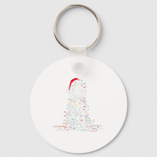 Funny Sheepadoodle Christmas Graphics Dog Lights L Schlüsselanhänger (Vorderseite)
