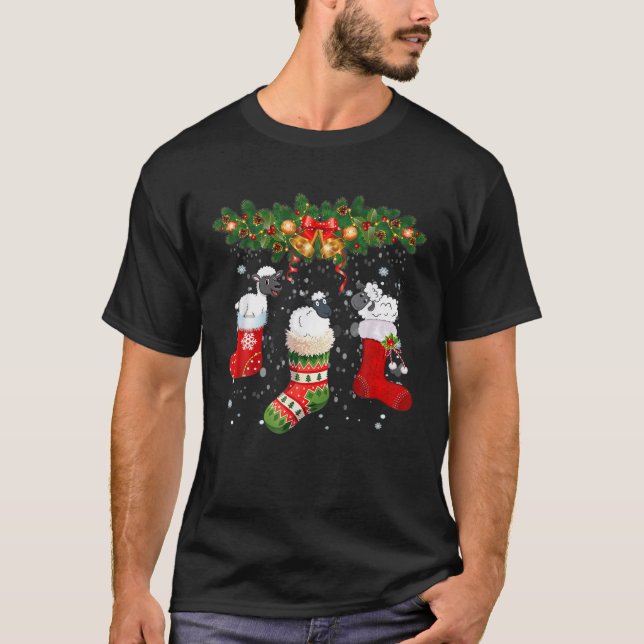 Funny Sheeps in Socken Frohe Weihnachts Weihnachts T-Shirt (Vorderseite)