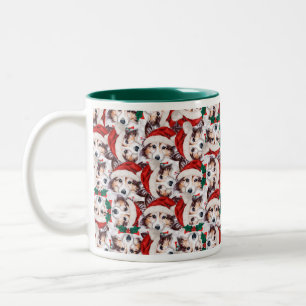 Funny Sheltie Christmas Pattern Zweifarbige Tasse